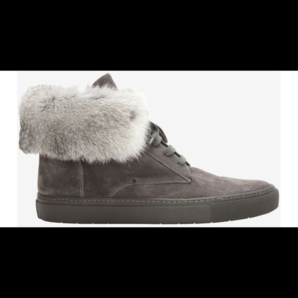 Vince Gray Nyack Suede Fur High Top Sneakers